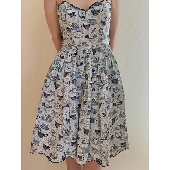 Vintage Blue and White French Bistro Dress - Picture 3 of 10